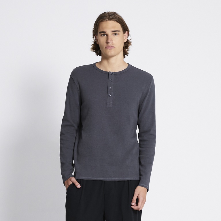 Rib knit long sleeve tee "Zane" Dark Grey